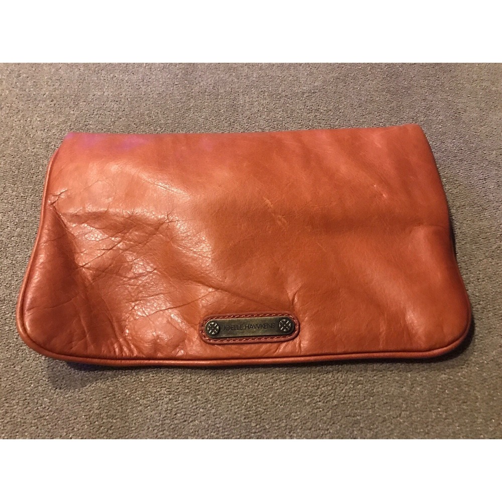 Brown Magnetic Fold Over Clutch Joelle Hawkens Handbag Purse (TD)